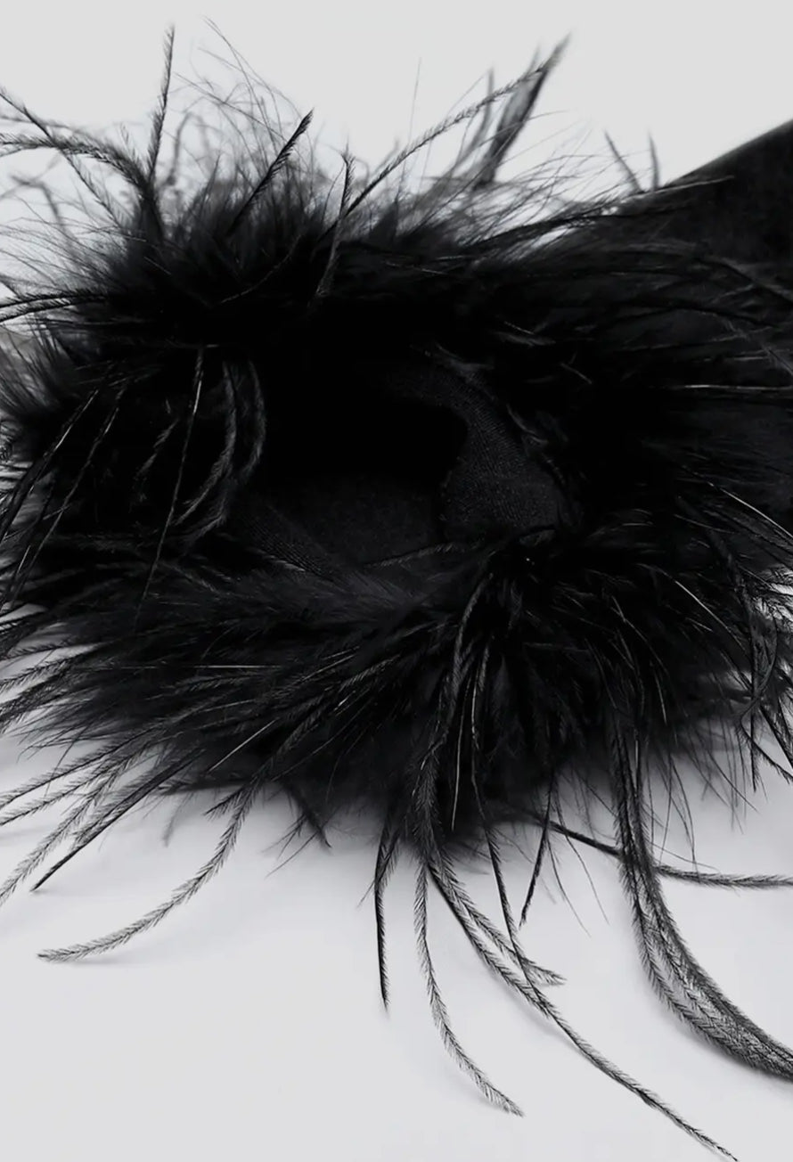 18.9” Ostrich Feather Satin Gloves
