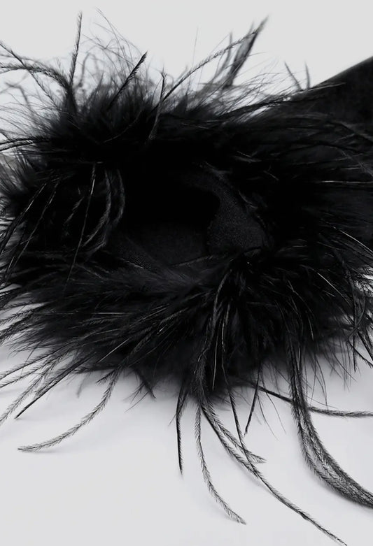 18.9” Ostrich Feather Satin Gloves