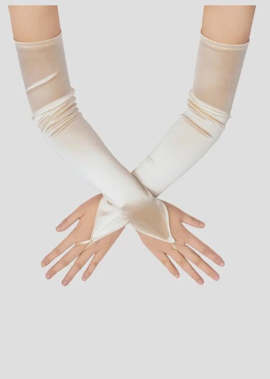 19” Finger Loop Stretchy Satin Gloves