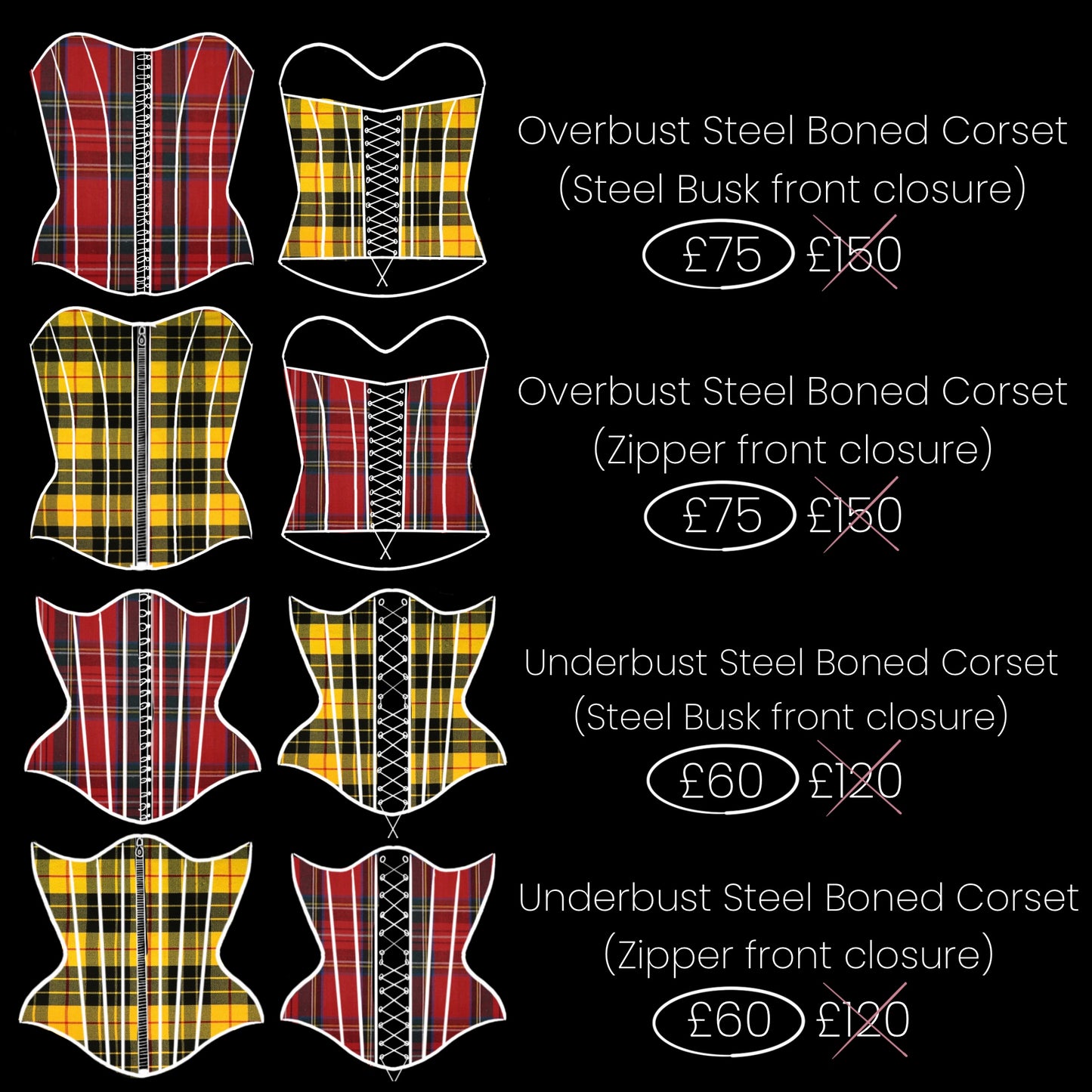 CORSET SAMPLE SALE: Tartan