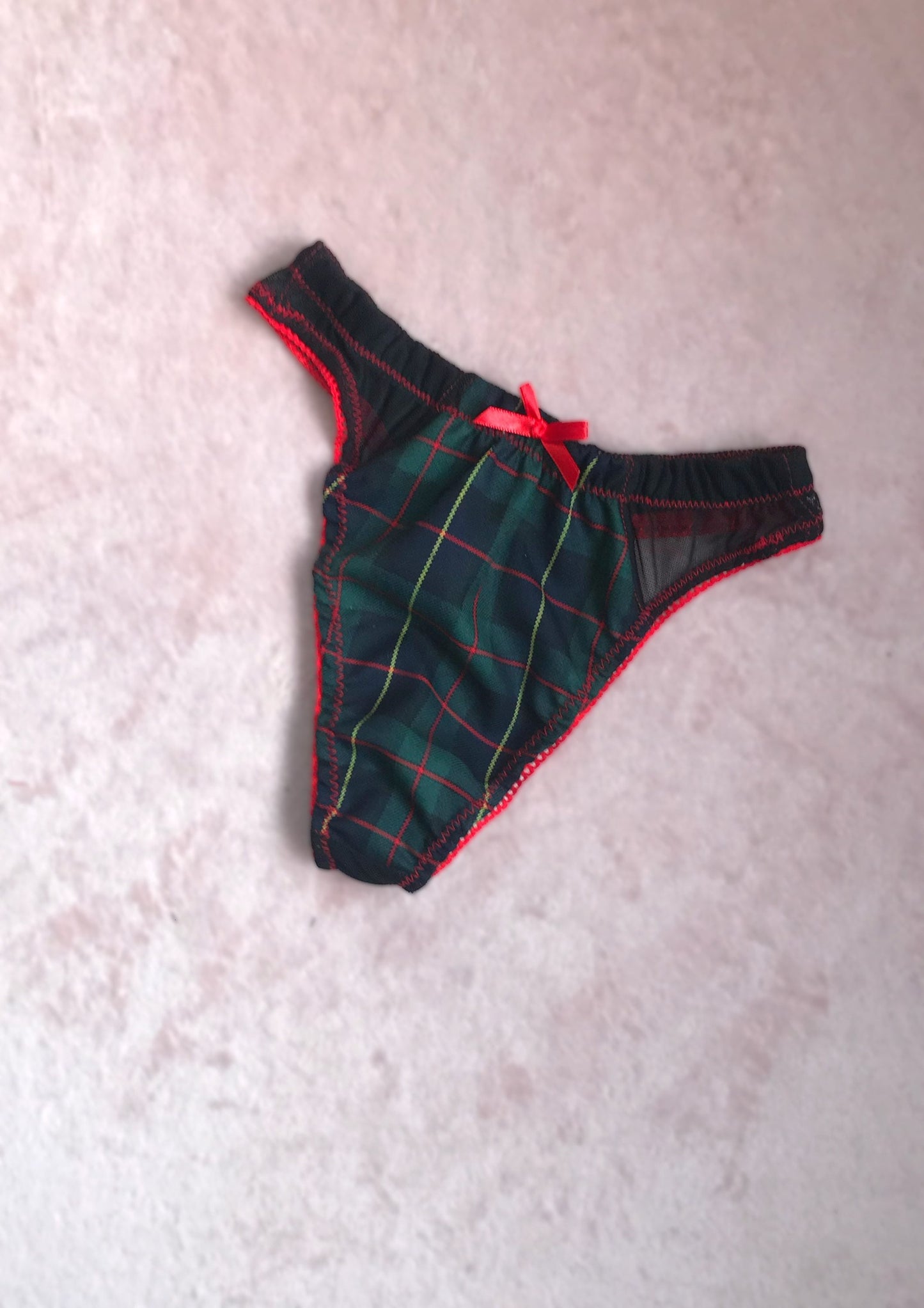 High Leg Thong Tartan