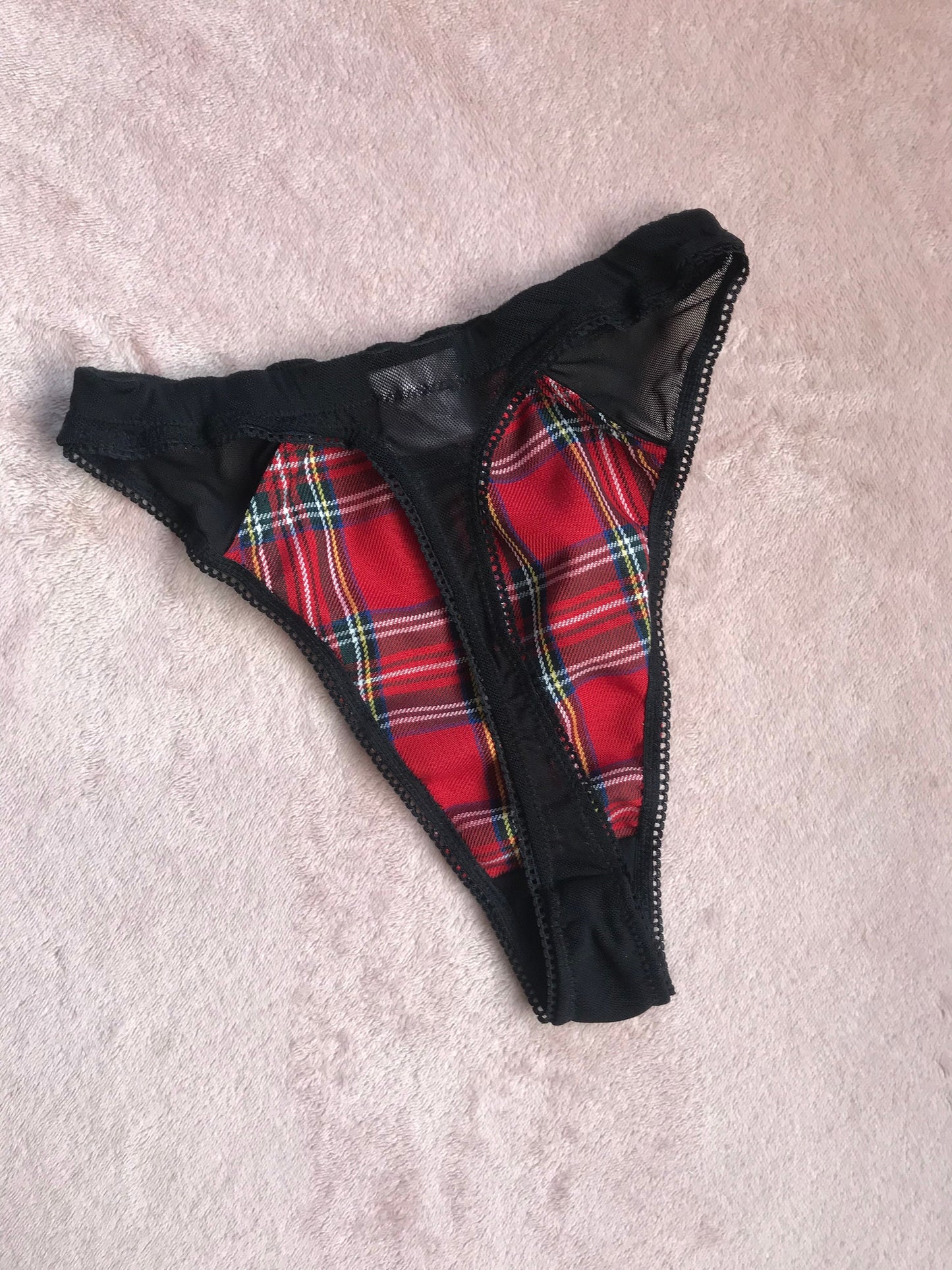 High Leg Thong, Royal Stewart Tartan